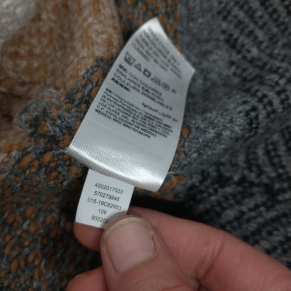 Chico's Multi Stripe Coatigan with safety pin closure, size 3/L/16 - Picture 7 of 14